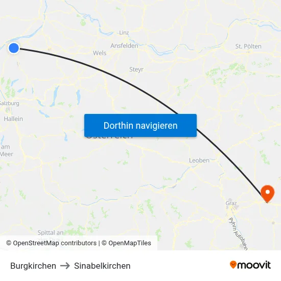 Burgkirchen to Sinabelkirchen map