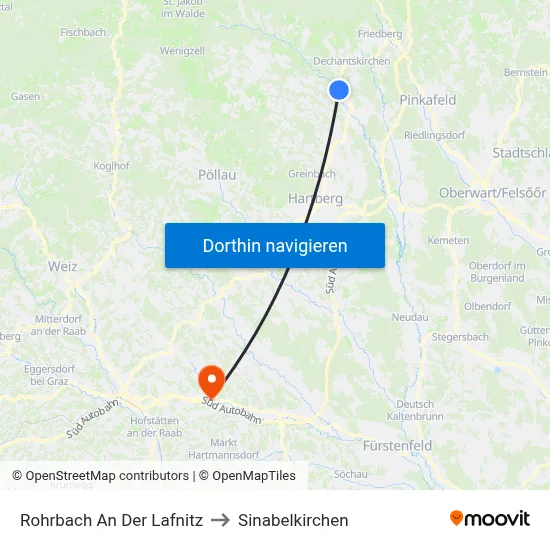 Rohrbach An Der Lafnitz to Sinabelkirchen map