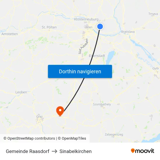 Gemeinde Raasdorf to Sinabelkirchen map