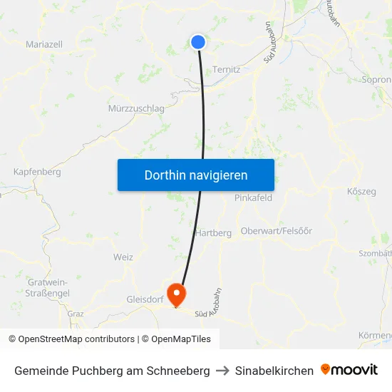 Gemeinde Puchberg am Schneeberg to Sinabelkirchen map