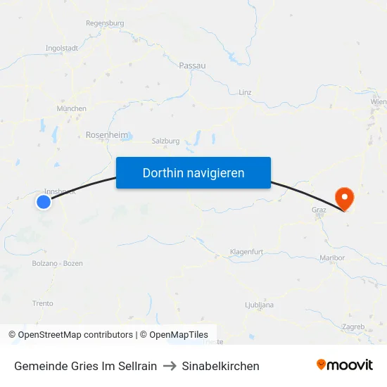 Gemeinde Gries Im Sellrain to Sinabelkirchen map