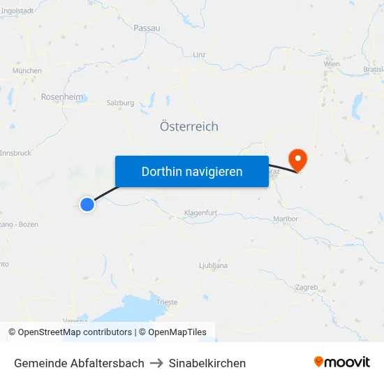 Gemeinde Abfaltersbach to Sinabelkirchen map