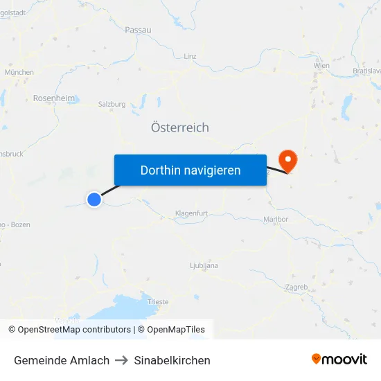 Gemeinde Amlach to Sinabelkirchen map