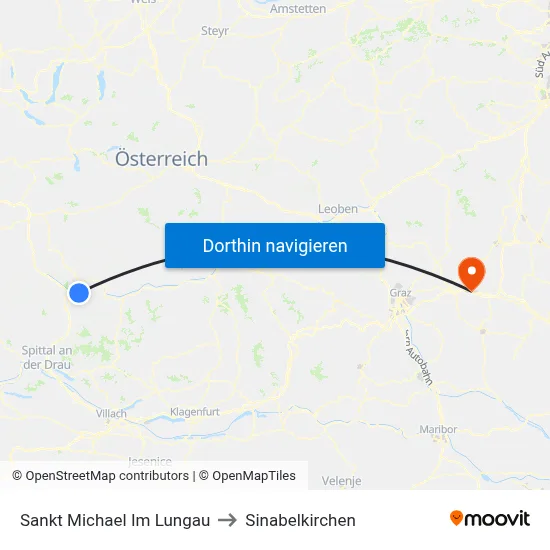Sankt Michael Im Lungau to Sinabelkirchen map