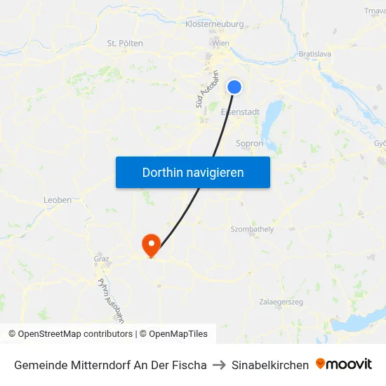 Gemeinde Mitterndorf An Der Fischa to Sinabelkirchen map
