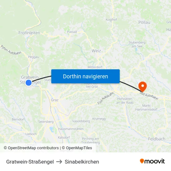 Gratwein-Straßengel to Sinabelkirchen map