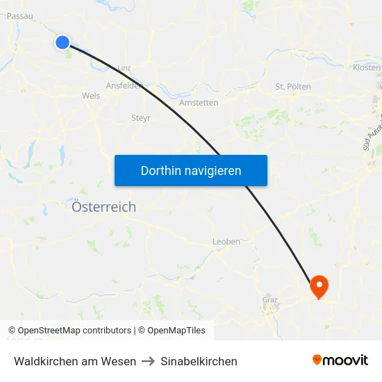 Waldkirchen am Wesen to Sinabelkirchen map