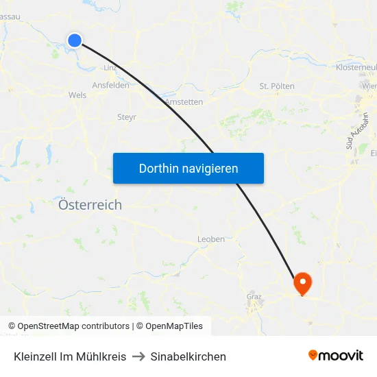 Kleinzell Im Mühlkreis to Sinabelkirchen map