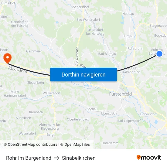 Rohr Im Burgenland to Sinabelkirchen map