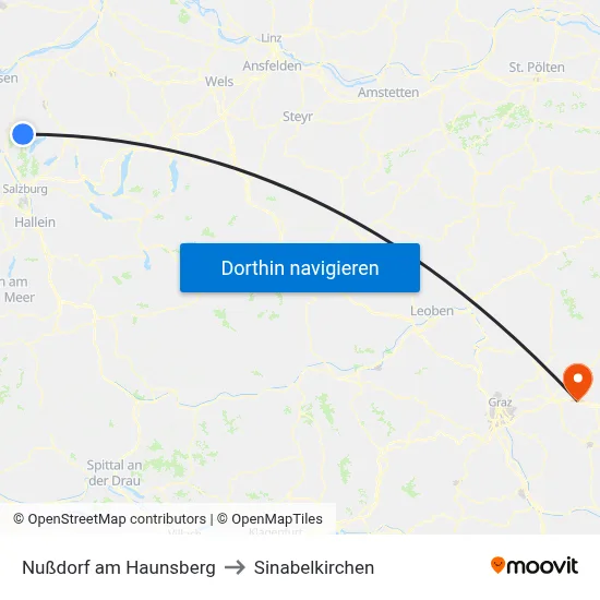 Nußdorf am Haunsberg to Sinabelkirchen map