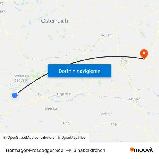 Hermagor-Pressegger See to Sinabelkirchen map