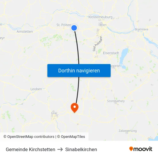 Gemeinde Kirchstetten to Sinabelkirchen map
