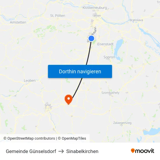 Gemeinde Günselsdorf to Sinabelkirchen map