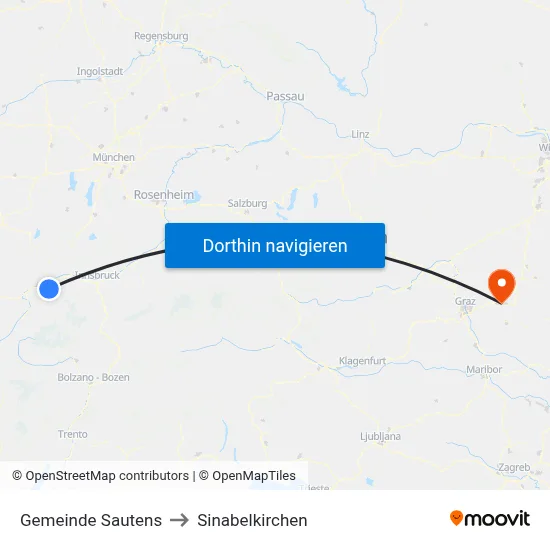 Gemeinde Sautens to Sinabelkirchen map
