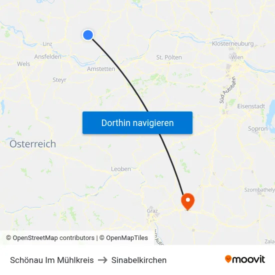 Schönau Im Mühlkreis to Sinabelkirchen map