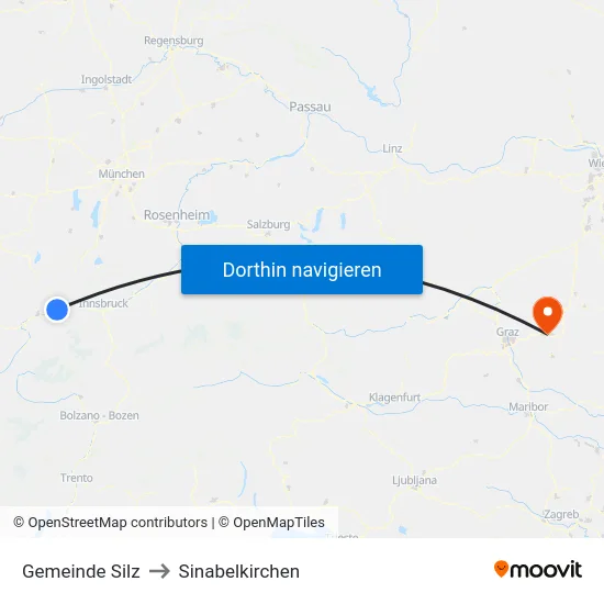 Gemeinde Silz to Sinabelkirchen map
