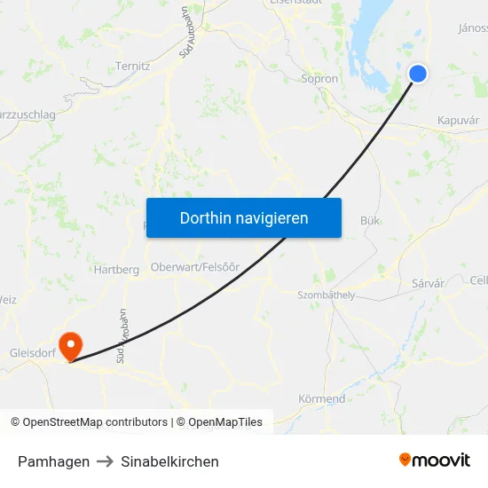 Pamhagen to Sinabelkirchen map