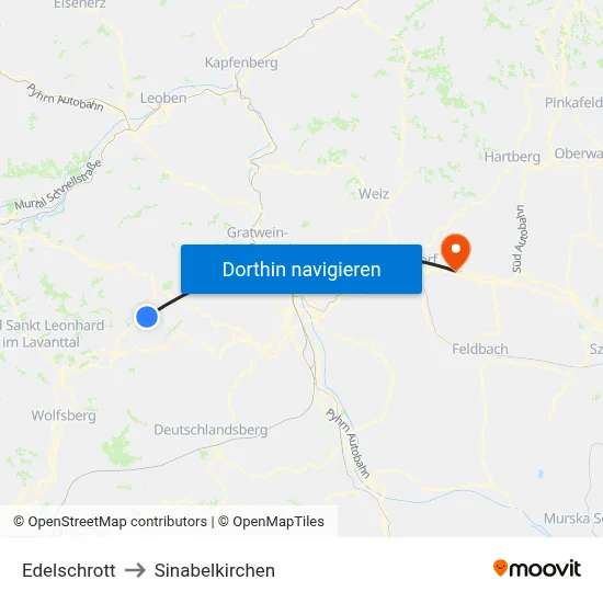 Edelschrott to Sinabelkirchen map
