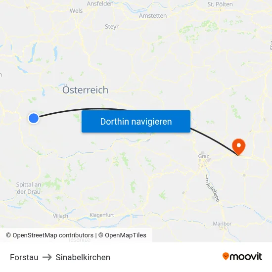 Forstau to Sinabelkirchen map