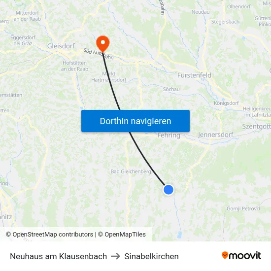 Neuhaus am Klausenbach to Sinabelkirchen map