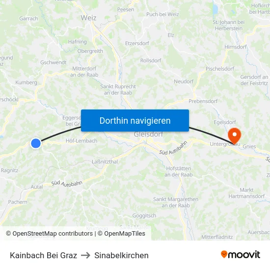 Kainbach Bei Graz to Sinabelkirchen map