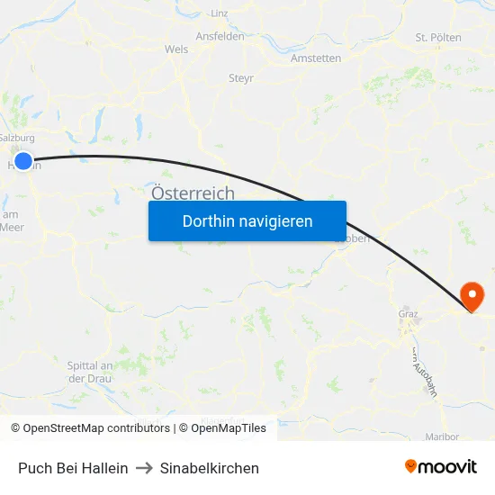 Puch Bei Hallein to Sinabelkirchen map