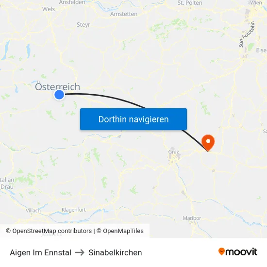 Aigen Im Ennstal to Sinabelkirchen map