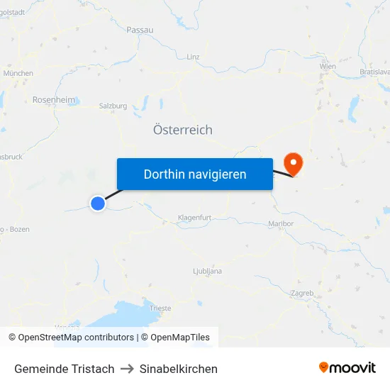 Gemeinde Tristach to Sinabelkirchen map