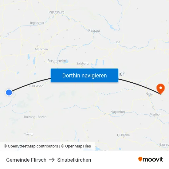 Gemeinde Flirsch to Sinabelkirchen map