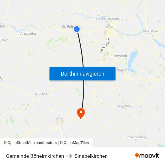 Gemeinde Böheimkirchen to Sinabelkirchen map