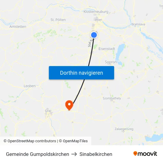 Gemeinde Gumpoldskirchen to Sinabelkirchen map