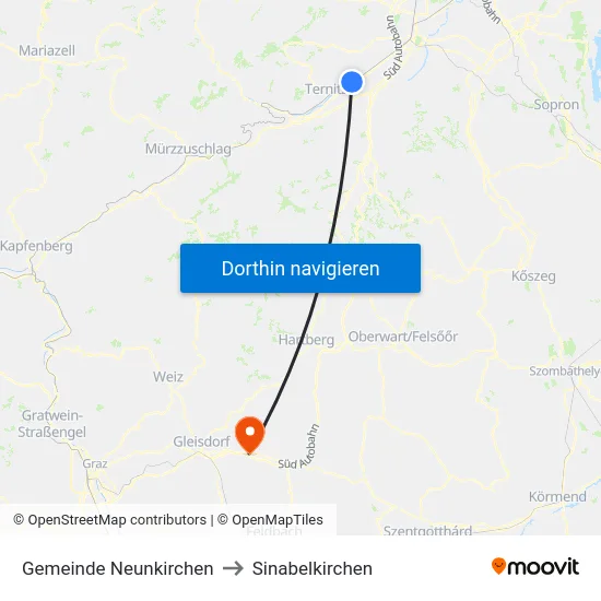 Gemeinde Neunkirchen to Sinabelkirchen map