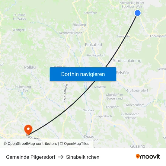 Gemeinde Pilgersdorf to Sinabelkirchen map