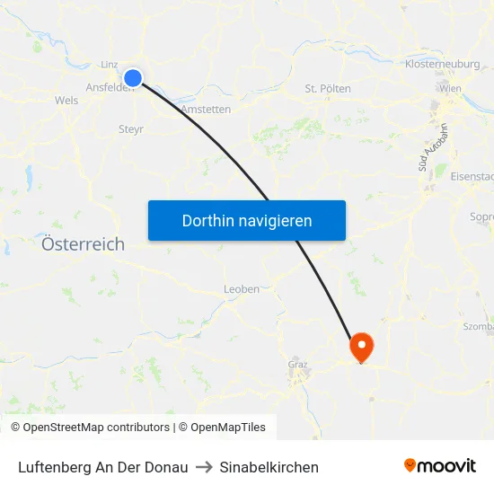 Luftenberg An Der Donau to Sinabelkirchen map