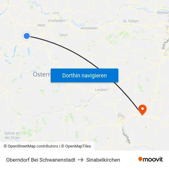 Oberndorf Bei Schwanenstadt to Sinabelkirchen map