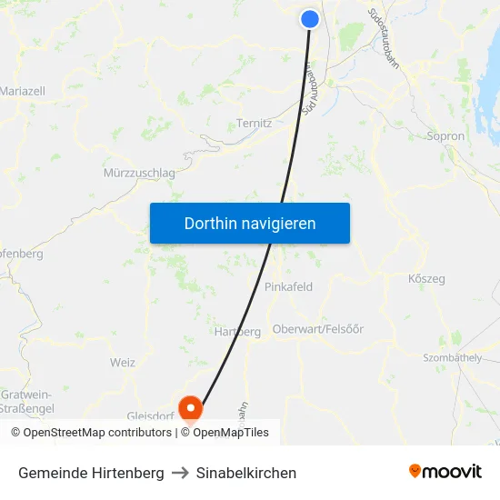Gemeinde Hirtenberg to Sinabelkirchen map