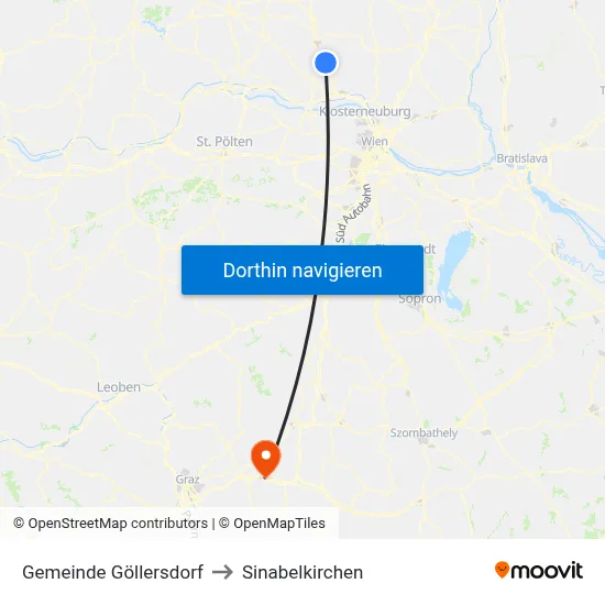 Gemeinde Göllersdorf to Sinabelkirchen map