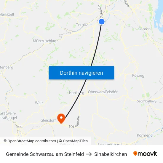 Gemeinde Schwarzau am Steinfeld to Sinabelkirchen map
