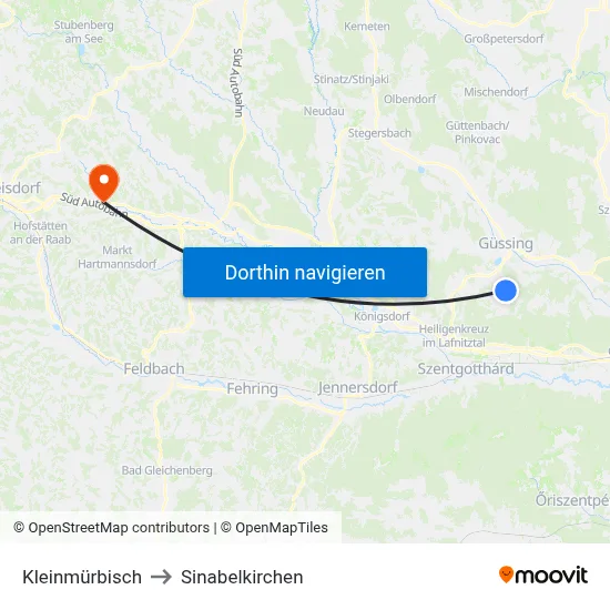 Kleinmürbisch to Sinabelkirchen map