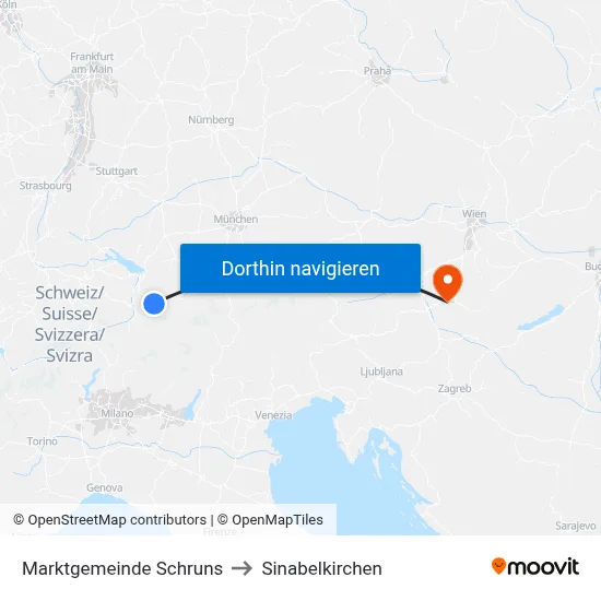 Marktgemeinde Schruns to Sinabelkirchen map