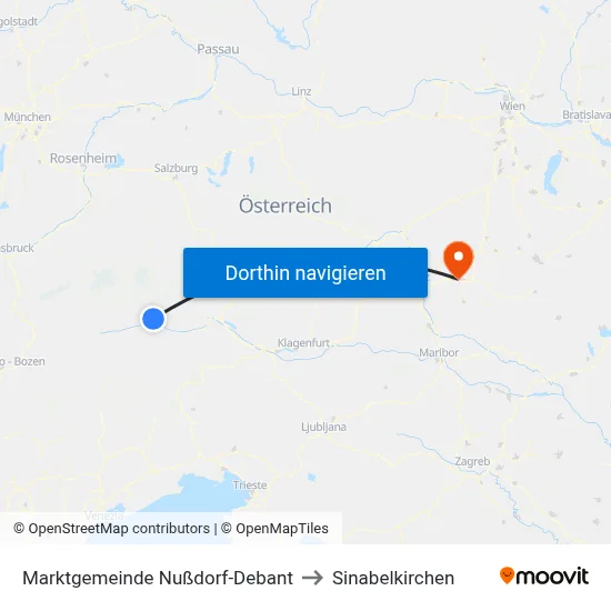 Marktgemeinde Nußdorf-Debant to Sinabelkirchen map