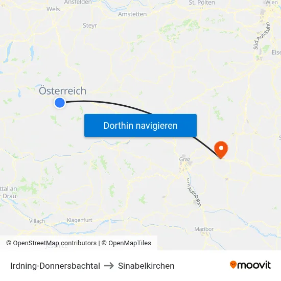 Irdning-Donnersbachtal to Sinabelkirchen map