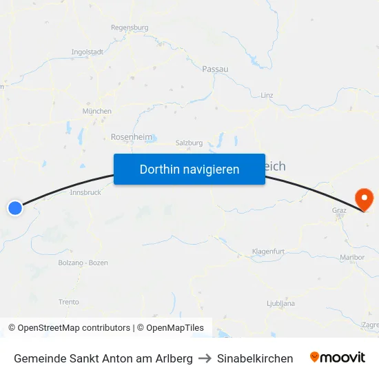Gemeinde Sankt Anton am Arlberg to Sinabelkirchen map