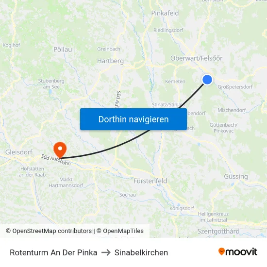 Rotenturm An Der Pinka to Sinabelkirchen map
