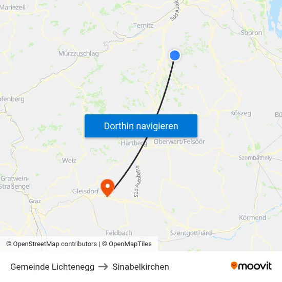 Gemeinde Lichtenegg to Sinabelkirchen map