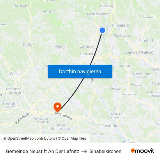 Gemeinde Neustift An Der Lafnitz to Sinabelkirchen map