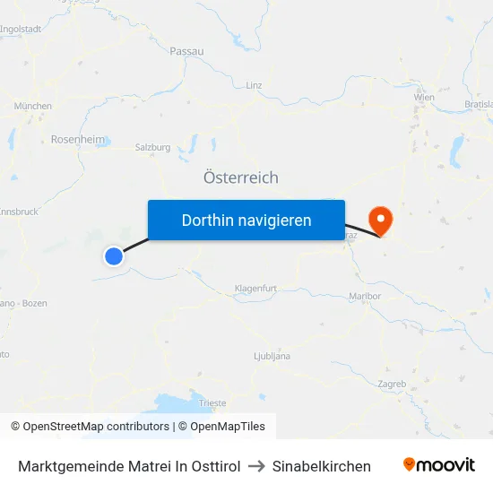 Marktgemeinde Matrei In Osttirol to Sinabelkirchen map