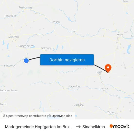 Marktgemeinde Hopfgarten Im Brixental to Sinabelkirchen map