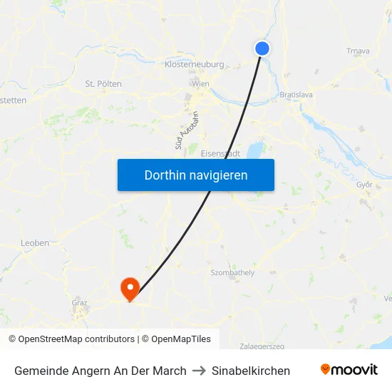 Gemeinde Angern An Der March to Sinabelkirchen map