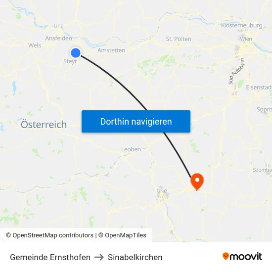 Gemeinde Ernsthofen to Sinabelkirchen map